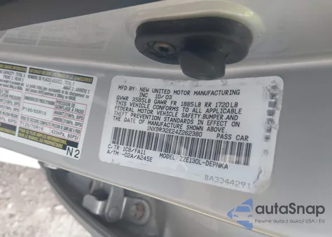 2004 Toyota Corolla Le из США, поврежденный, VIN 1NXBR32E24Z262380